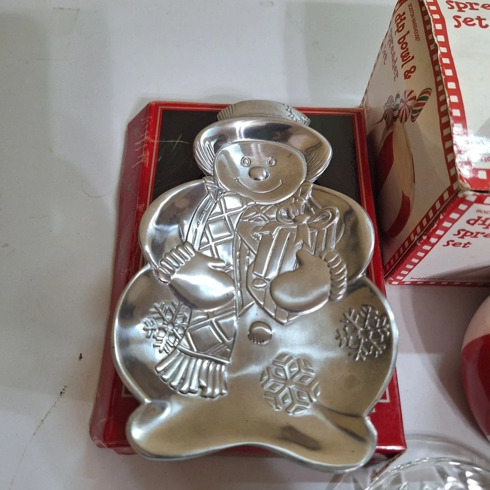 Vintage Christmas Kitchen‎ Lot Candy Dish Dip Bowl Spreader Bottle Stopper